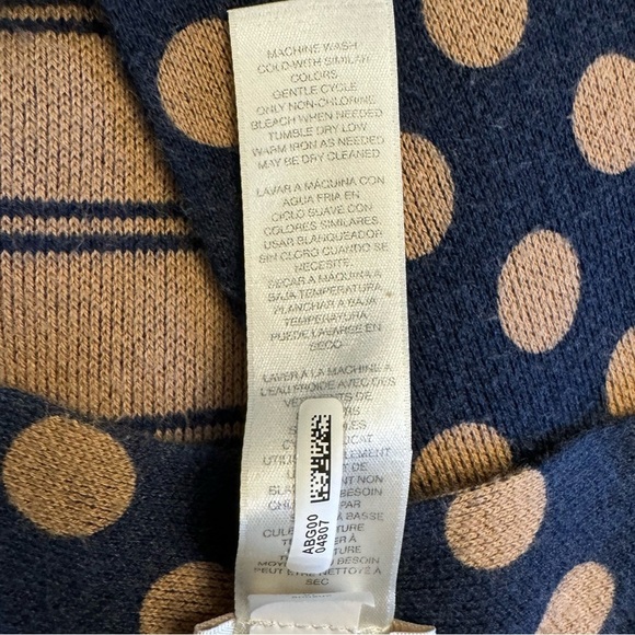 CHICOS Reversible Cardigan Size 3 XL 16 Polka Dot Striped Tan Navy - Picture 16 of 16